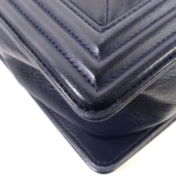 💎✨BEAUTIFUL✨💎Authentic CHANEL CC Boy Chain Shoulder Bag Dark Blue - Picture 15 of 16